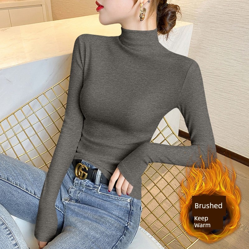 Modal half-turtleneck base shirt women's spring, autumn and winter inner wear high-end sense solid color long-sleeved t-shirt slim-fit outer wear - Image 3