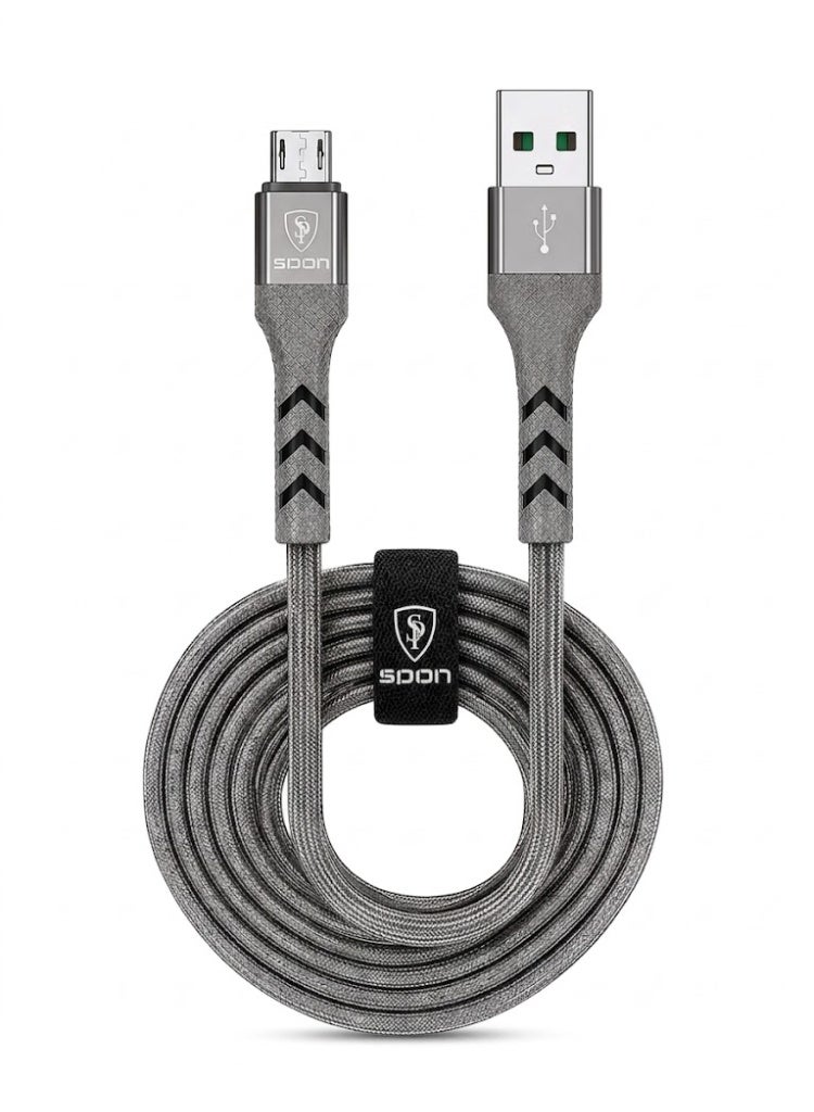 سبون كيبل شاحن USB A الى مايكرو أصلي و بجودة عالية من سبون 2 متر, متوافق مع اجهزة الاندرويد و ايضاً يدعم شحن يد سوني 4 - Image 2