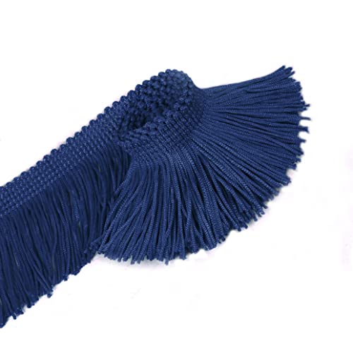 BEL AVENIR Lace Chainette Fringe Trim Polyester Tassel Trim with Hand Knitting for Home Accessories DIY Decoration Navy 68 Yard x 2 Inches - Image 1