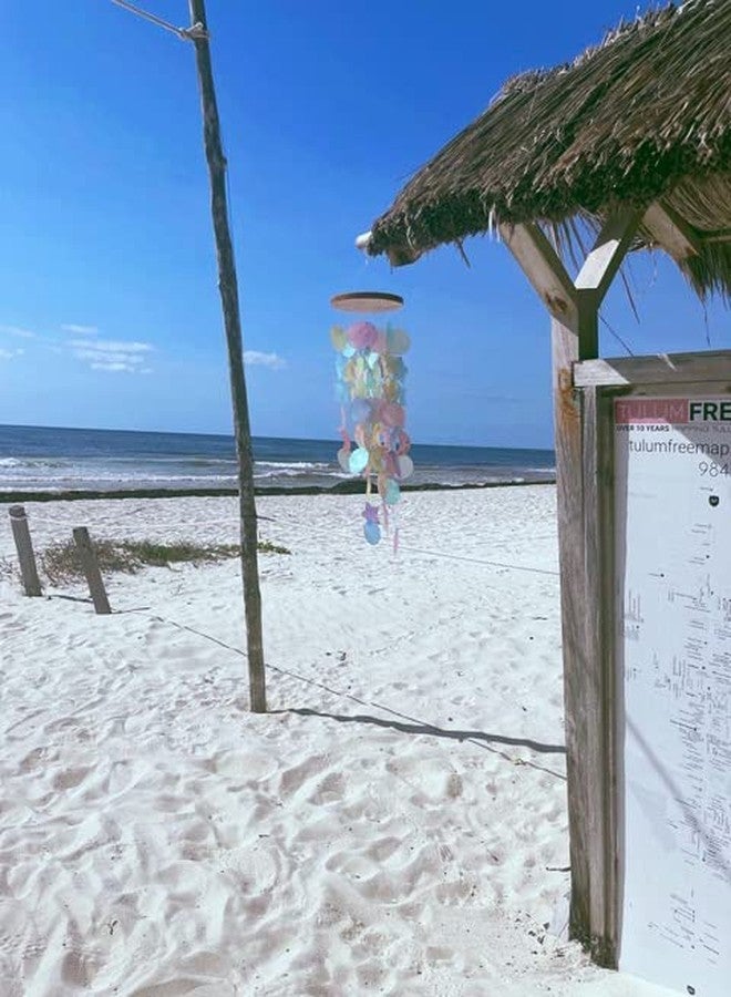 CraftCurl Shells Wind Chime Brightly Colored Good Luck Charm Soft Soothing Sound Visually Appealing (Pastel Colorful) - Image 4