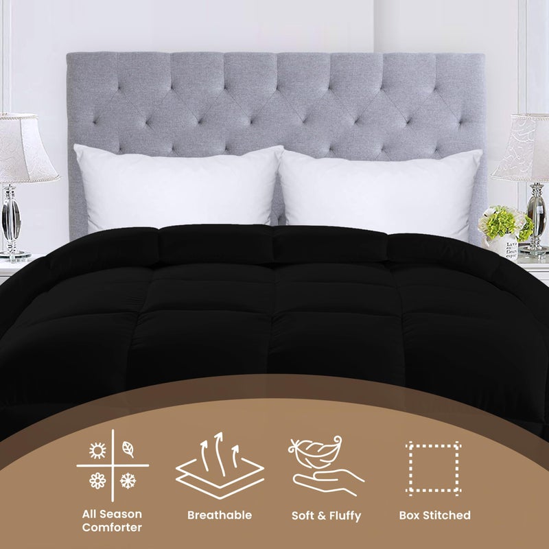 Utopia Bedding Comforters Queen Size, All Season Duvet Insert, Down Alternative Box Stitched Bed Comforter with Corner Tabs, Machine Washable (Black) - Image 3