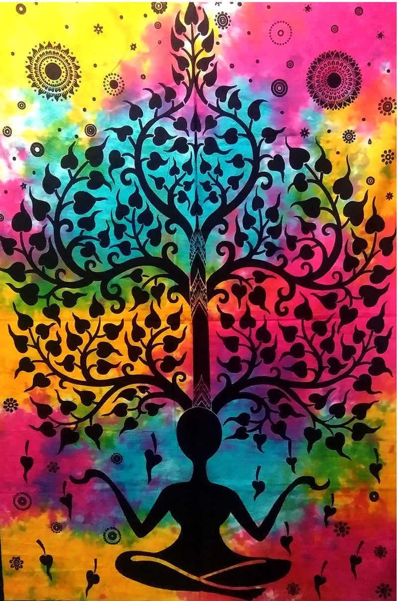 Purpledip Cotton Wall Poster Beach Throw 'Tree Of Life': Bohemian Hanging Tapestry (20035) - Image 2