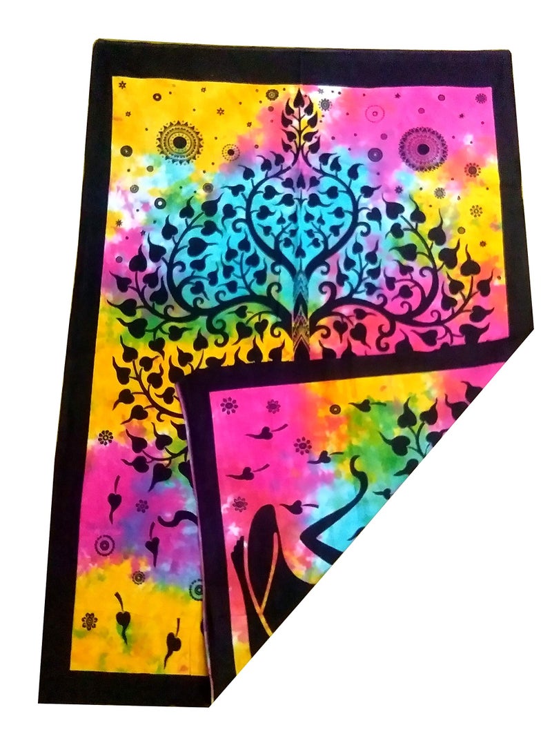 Purpledip Cotton Wall Poster Beach Throw 'Tree Of Life': Bohemian Hanging Tapestry (20035) - Image 3