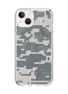 Classic Clear Case for Apple iPhone 15 Plus Hybrid Soft Case Flexible Edges Anti Drop TPU PC Gel Thin Transparent Cover - Digital Camo Full Print