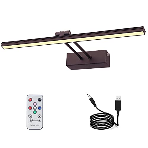FUNCHDAY Picture Light,Battery Art Lights for Wall,Wireless Remote Painting Light with Timer and Dimmable,20”Metal Display Lighting for Artwork,Portrait,Gallery-BK - Image 1