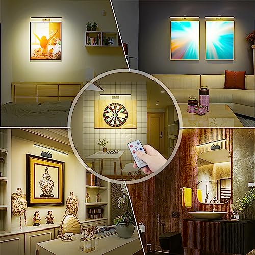 FUNCHDAY Picture Light,Battery Art Lights for Wall,Wireless Remote Painting Light with Timer and Dimmable,20”Metal Display Lighting for Artwork,Portrait,Gallery-BK - Image 5