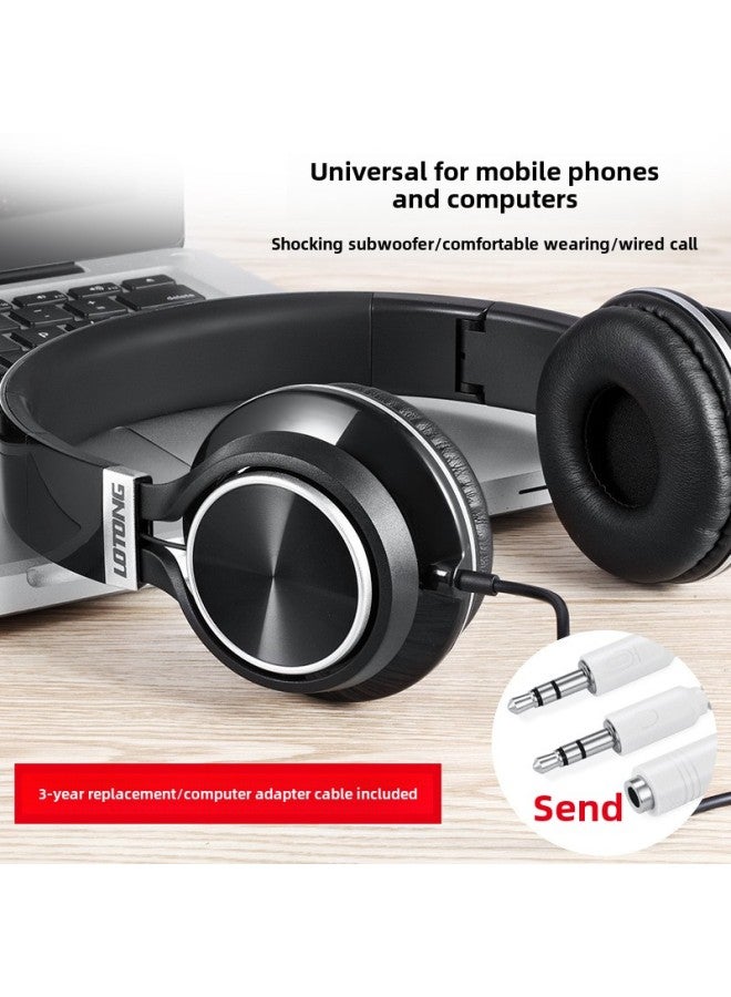 Lesong T8 Mobile Phone Headset Head-mounted Computer Headset Single Hole Notebook With Microphone Voice Call Heavy Bass Trend-Color:Black  - Image 2