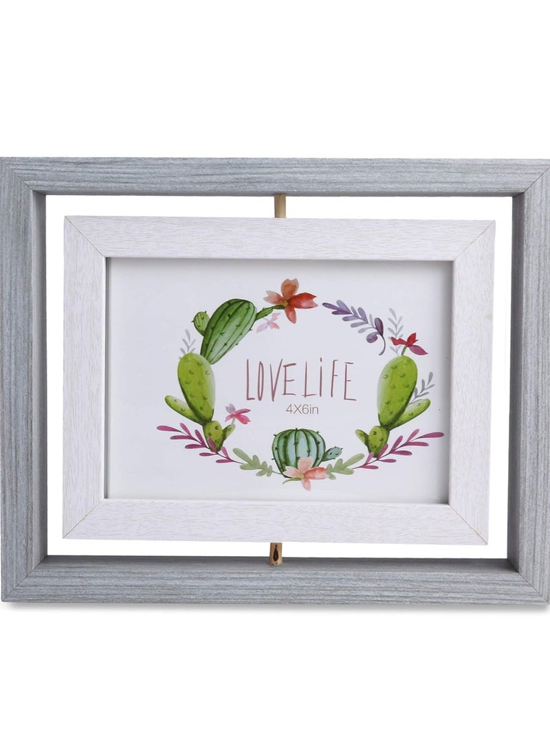 إطار صور دوار مزدوج الوجه - تصميم خشبي أنيق للمنزل والمكتب - Image 1