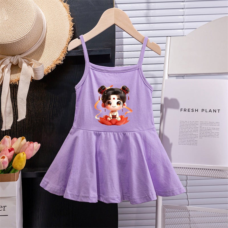 Children'S Clothing Girls' Summer Dresses Baby Girl Nezha Strap Dress Children'S Tank Dress - Image 1