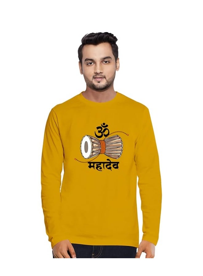 OPLU Store Men's Regular Fit Cotton Printed Tshirt,Yellow,M - Image 1