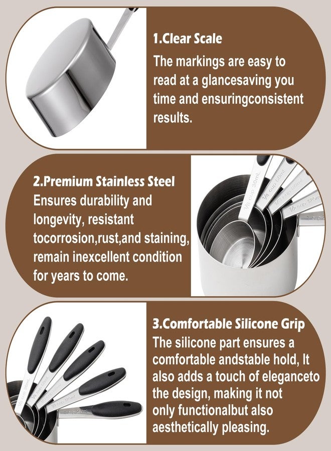 Funnymoom 5 Pcs 1/8, 1/4, 1/3, 1/2, 1 Cup Pet Scoops, Stainless Steel Measuring Cups Metal Dog Cat Scooper with Inner Precision Scale Measurement - Image 4