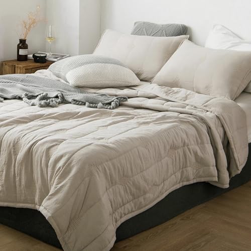 ANNA.Z HOME King Quilt Set, 3 Pieces Lightweight Microfiber Bedspread with 2 Pillow Shams, All Season Coverlet Bedding – Taupe King Set - Image 3