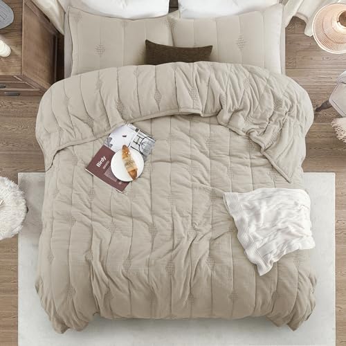 ANNA.Z HOME King Quilt Set, 3 Pieces Lightweight Microfiber Bedspread with 2 Pillow Shams, All Season Coverlet Bedding – Taupe King Set - Image 2