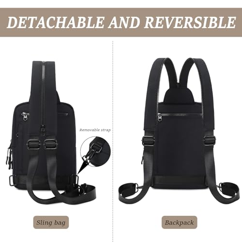 MYHOZEE 2 in 1 Crossbody Bags for Women Men Sling Diaper Bag Backpack Purse Nylon Cross Body Bag for Woman with Water Bottle Pocket and Wipes Pouch Large Front Chest Shoulder Bag Purses Fanny Packs, Grey - Image 5