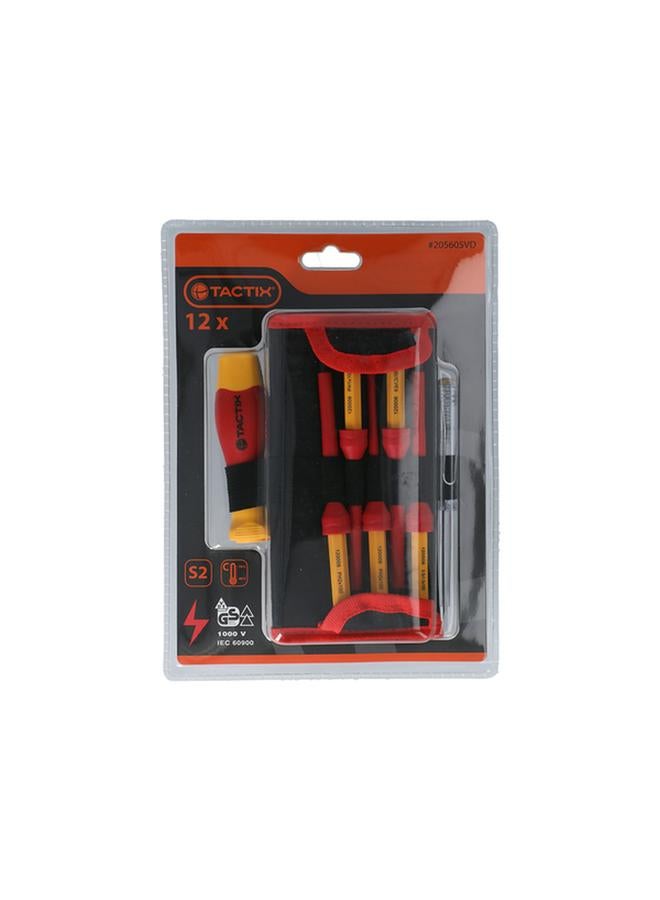Tactix 12-Piece Insulated Changeable Screwdriver Set Red and Yellow 205605VD - Image 1