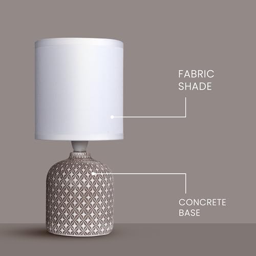 MAGIK Moroccan Mist Decorative Table Lamp (Taupe) | Concrete Base with Off-White Fabric Shade | Includes 5W LED Bulb | E14 Holder | Elegant Ambient Lighting for Bedroom, Living Room & Study - Image 3