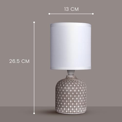 MAGIK Moroccan Mist Decorative Table Lamp (Taupe) | Concrete Base with Off-White Fabric Shade | Includes 5W LED Bulb | E14 Holder | Elegant Ambient Lighting for Bedroom, Living Room & Study - Image 4