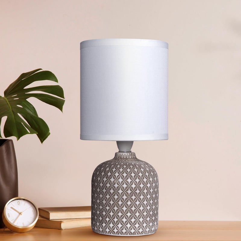MAGIK Moroccan Mist Decorative Table Lamp (Taupe) | Concrete Base with Off-White Fabric Shade | Includes 5W LED Bulb | E14 Holder | Elegant Ambient Lighting for Bedroom, Living Room & Study - Image 5