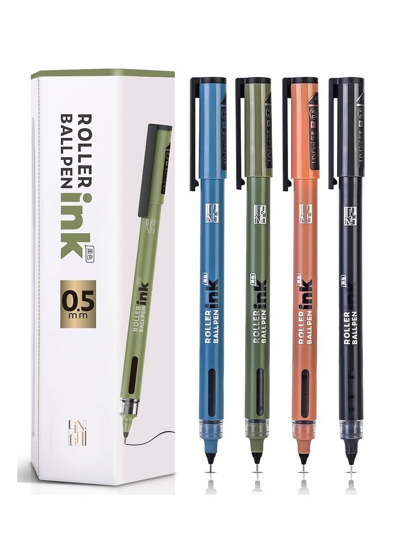 Deli Black Rollerball Pen 0.5mm , Quick Dry , Smooth Writing for Note Taking , Journaling , Drawing , Pack of 12 Pens - Image 1