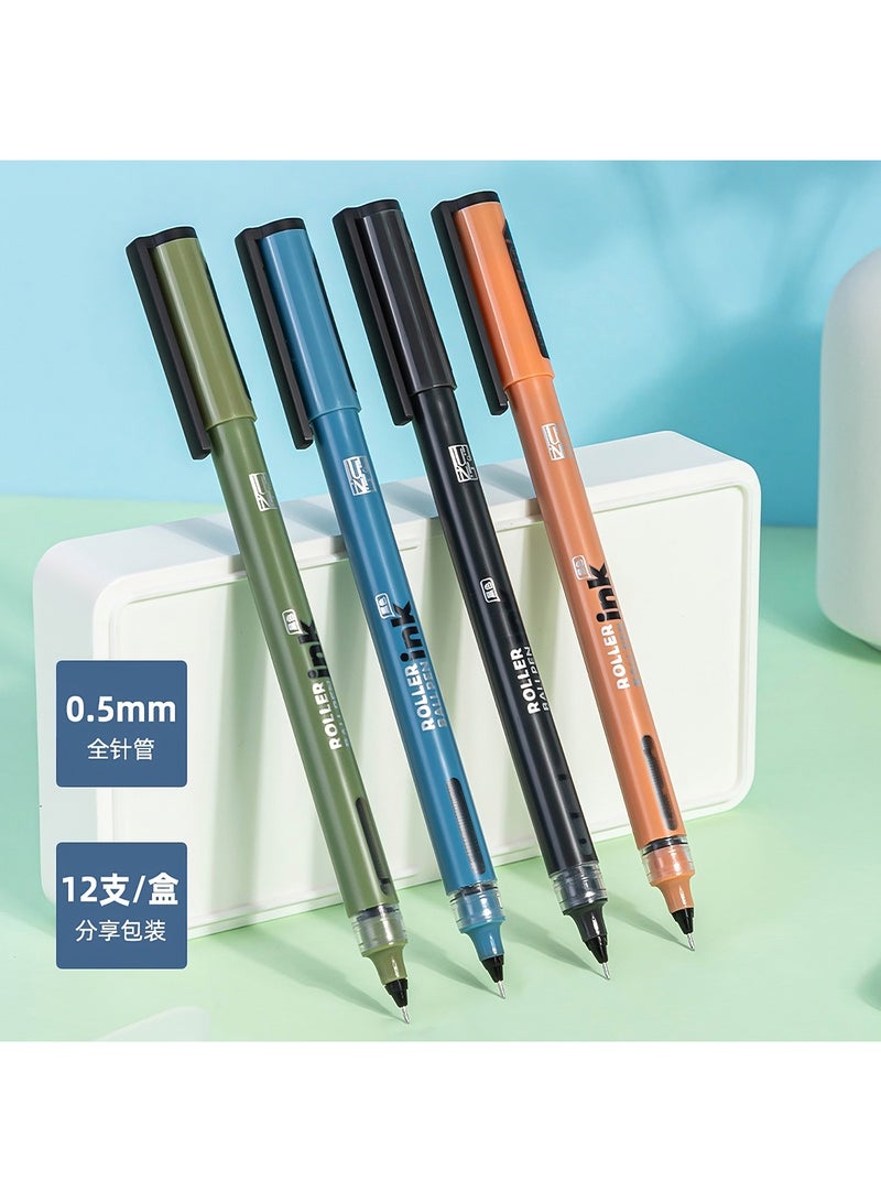 Deli Black Rollerball Pen 0.5mm , Quick Dry , Smooth Writing for Note Taking , Journaling , Drawing , Pack of 12 Pens - Image 3