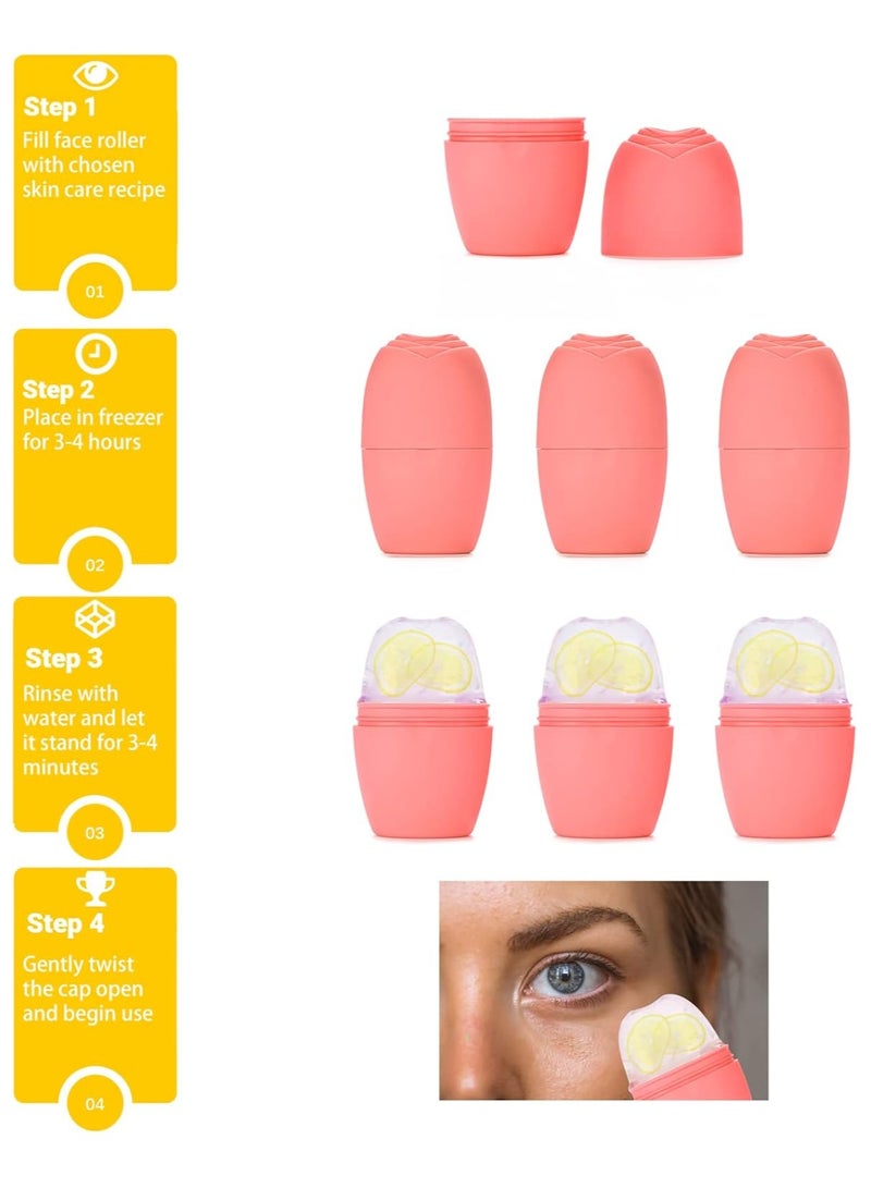 بكرة ثلج للوجه، تدليك الوجه التجميلي، مكعب توهج للوجه، أدوات العناية بالبشرة للتخلص من تجاعيد العين، تخفيف الانتفاخات (وردي) - Image 4