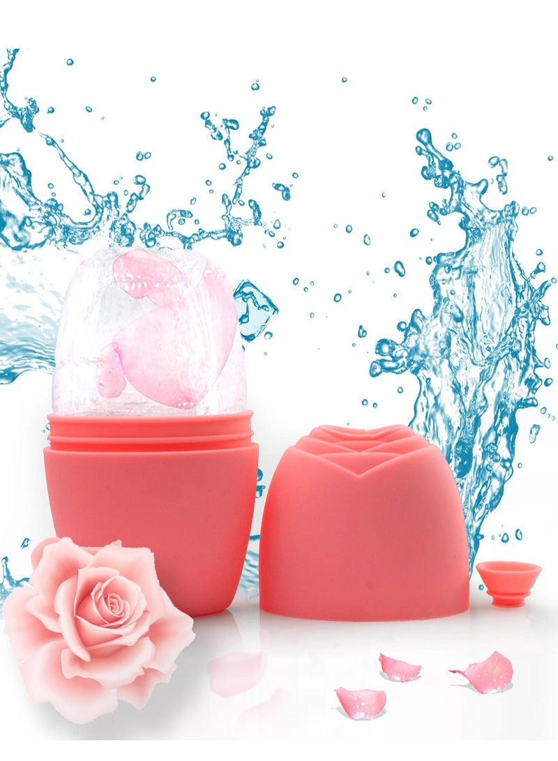 بكرة ثلج للوجه، تدليك الوجه التجميلي، مكعب توهج للوجه، أدوات العناية بالبشرة للتخلص من تجاعيد العين، تخفيف الانتفاخات (وردي) - Image 1