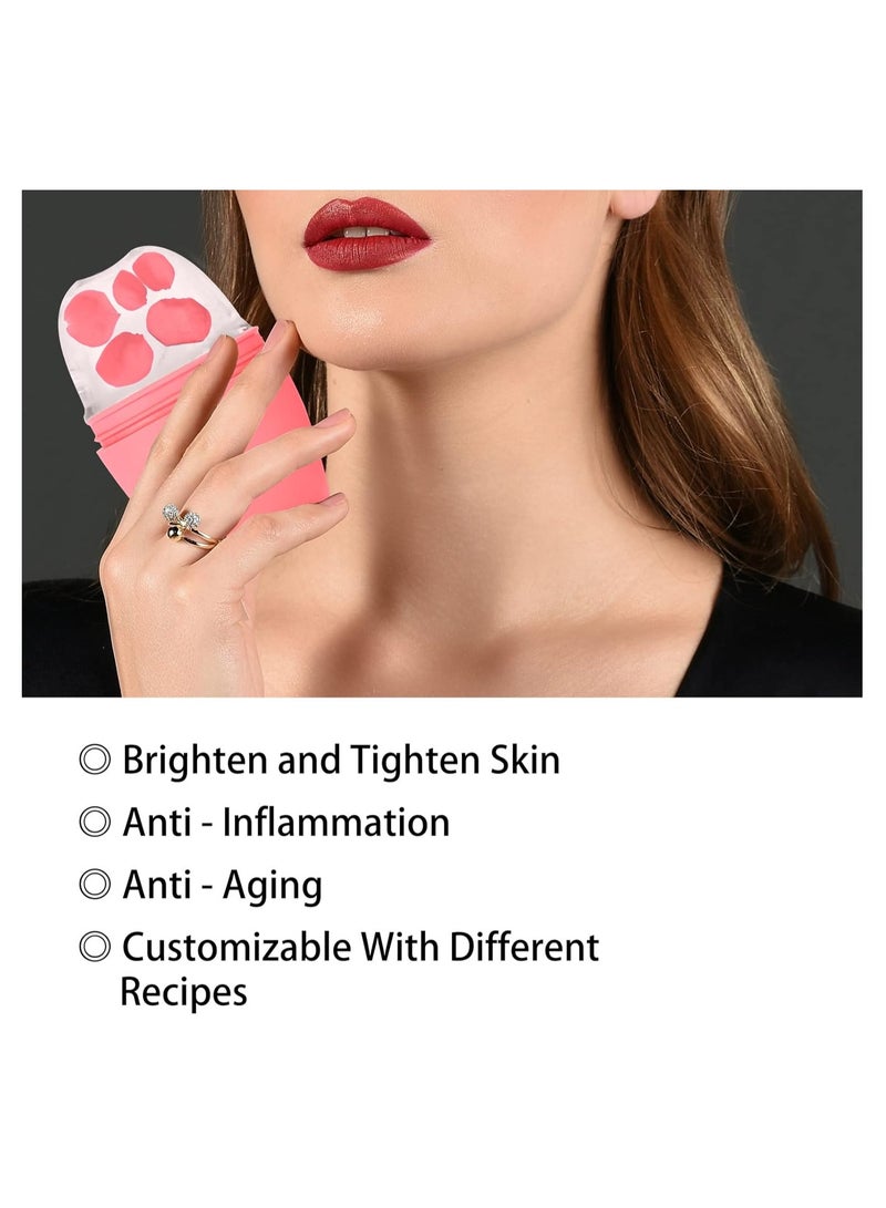 بكرة ثلج للوجه، تدليك الوجه التجميلي، مكعب توهج للوجه، أدوات العناية بالبشرة للتخلص من تجاعيد العين، تخفيف الانتفاخات (وردي) - Image 5