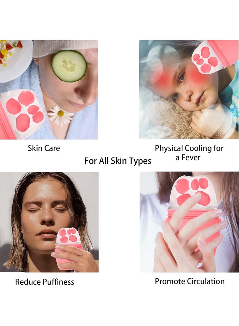 بكرة ثلج للوجه، تدليك الوجه التجميلي، مكعب توهج للوجه، أدوات العناية بالبشرة للتخلص من تجاعيد العين، تخفيف الانتفاخات (وردي) - Image 3