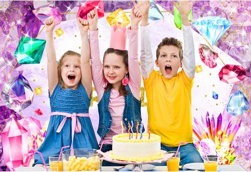 Renaiss 5x3ft Gemstone Birthday Backdrop for Her She is a Gem Birthday Photography Background Happy Birthday Banner Jewel Diamond Crystal Princess Girls Kids Birthday Party Decor Photo Booth Props - Image 3