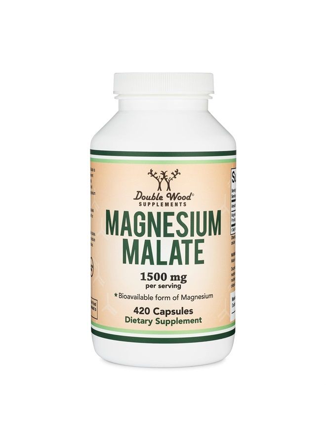 Double Wood Supplements Magnesium Malate Capsules (420 Count) - 1,500mg Per Serving (Magnesium Bonded to Malic Acid), Third Party Tested, Vegan Friendly, Gluten Free, Manufactured in The USA by Double Wood Supplements  - Image 4