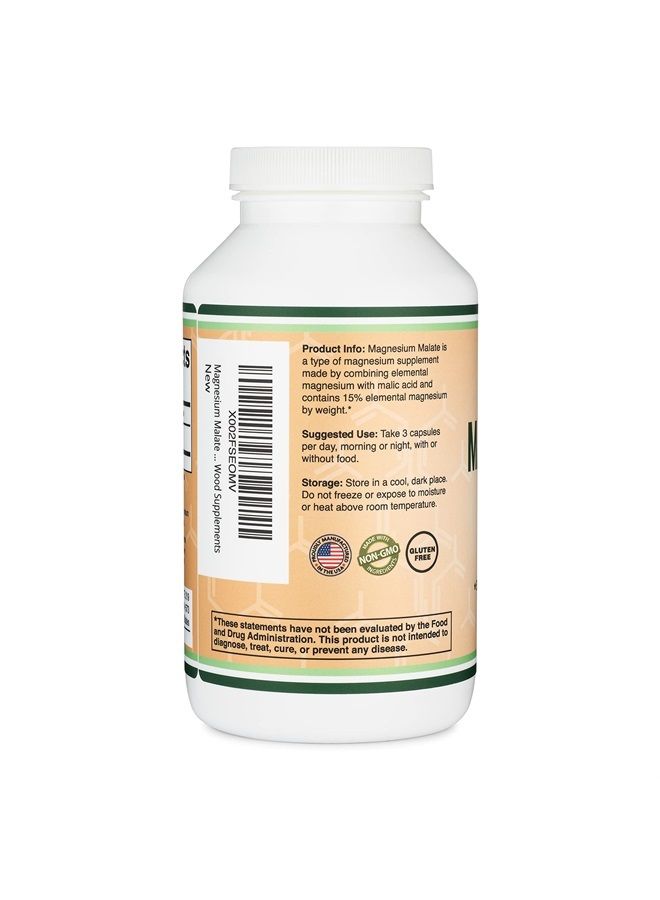 Double Wood Supplements Magnesium Malate Capsules (420 Count) - 1,500mg Per Serving (Magnesium Bonded to Malic Acid), Third Party Tested, Vegan Friendly, Gluten Free, Manufactured in The USA by Double Wood Supplements  - Image 3