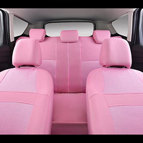 CAR PASS Pink Car Seat Cover Full Sets, Air Breath in Summer Mesh Seat Cover 5mm Sponge Airbag Composite, Cute for Women Girly, Universal Fit SUV, Vans, sedans,Trucks, Automotive Interior All Pink - Image 4