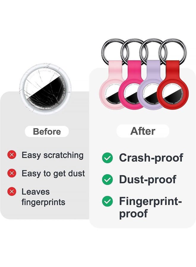 Linsaner [4 Pack] Compatible with AirTag Case Keychain for Air Tag Holder Silicone for AirTags Key Ring Cases Tags Chain for AirTag GPS Item Finders Accessories, Pink/Hot Pink/Light Purple/Red - Image 5