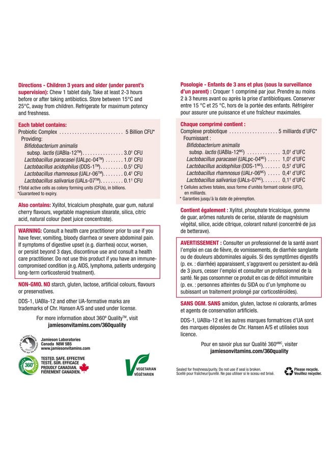 Jamieson Probiotic Chewable for Kids, 60 chewable tabs - Image 5