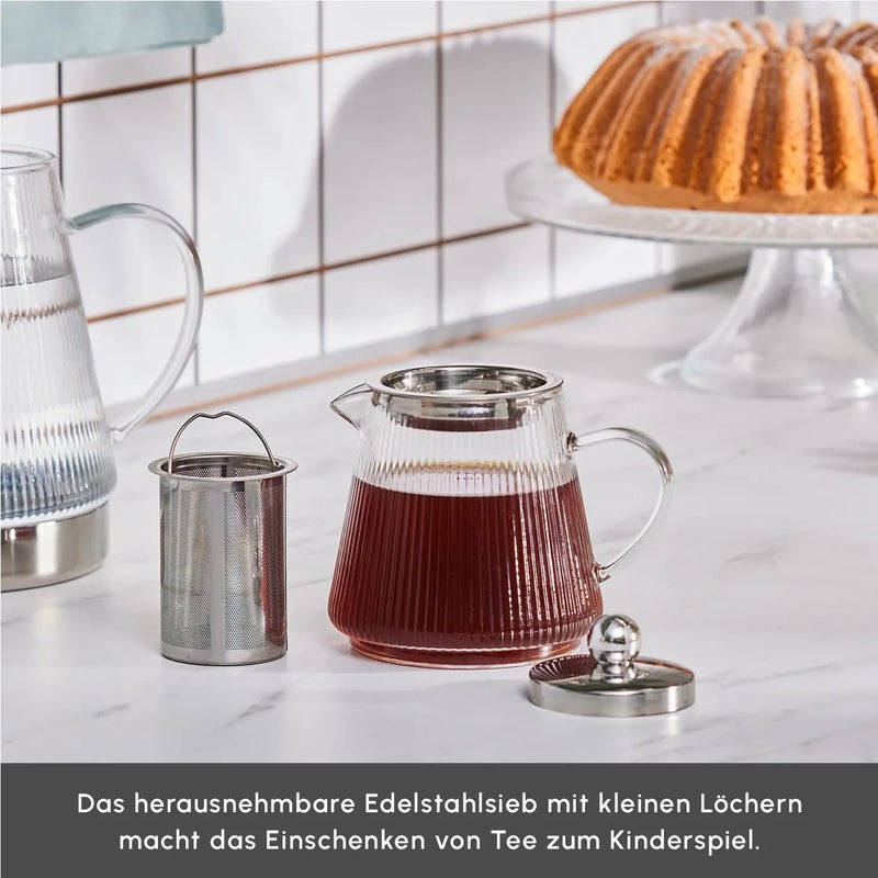 Karaca Keops Turkish Small Teapot with Infuser and Lid (450 ml Tea Pot & 1500 ml Induction Kettle) - Borosilicate Glass Small Teapot Set for Stovetops - Clear Tea Maker with 10-15 Cups Capacity - Image 5