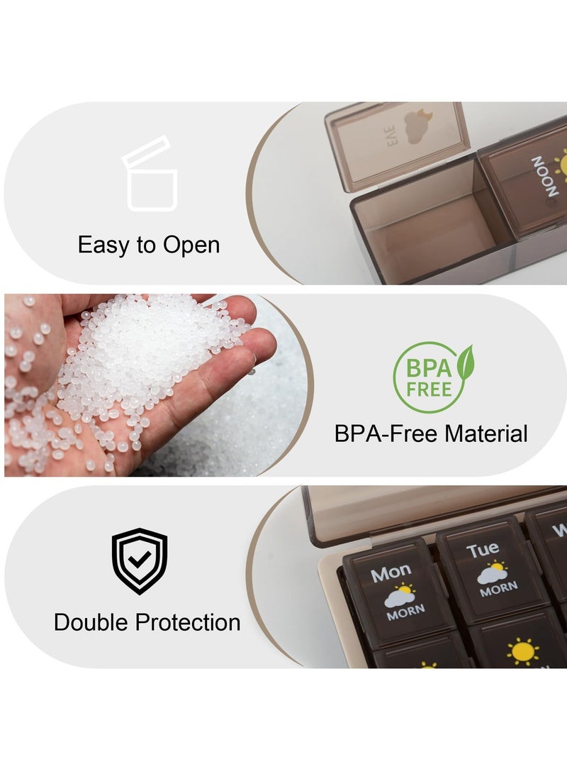 سوق نور علبة حبوب محمولة، مقاومة للماء والعفن، صندوق يومي للأدوية، مثالية لتخزين الأدوية، الفيتامينات والمكملات – منظم حبوب لسبعة أيام. - Image 2