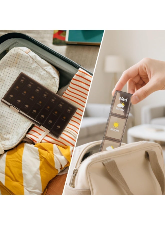 سوق نور علبة حبوب محمولة، مقاومة للماء والعفن، صندوق يومي للأدوية، مثالية لتخزين الأدوية، الفيتامينات والمكملات – منظم حبوب لسبعة أيام. - Image 5