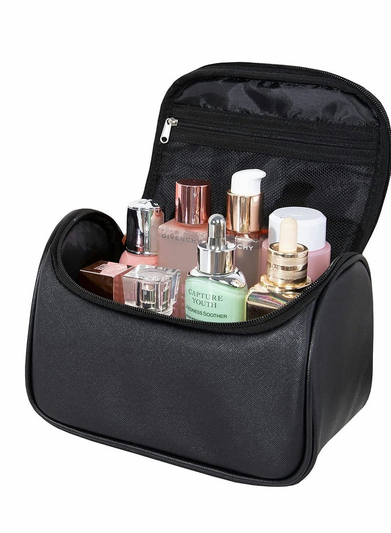 KASTWAVE Makeup Bag, Leather Makeup Bag Large Deep Handbag Traveling Cosmetic Organizer for Women and Girls, Make up Waterproof Travel Bags Large Cosmetic Case Organizer are Easy to Carry (Black)  - Image 5