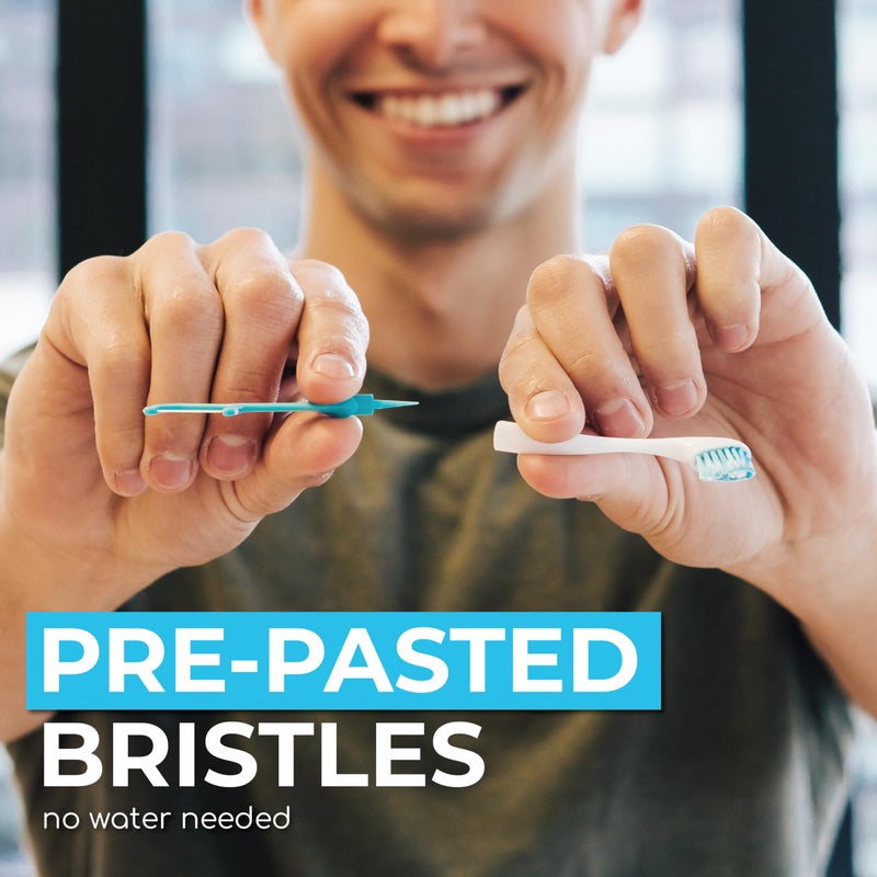 Brushee - The Evolution of Oral Care | 4-in-1 Tool (Paste + Brush + Floss + Pick) | Individually Wrapped | Disposable | Prepasted Travel Toothbrushes | Small Adult Toothbrush - (120-Pack) - Image 4