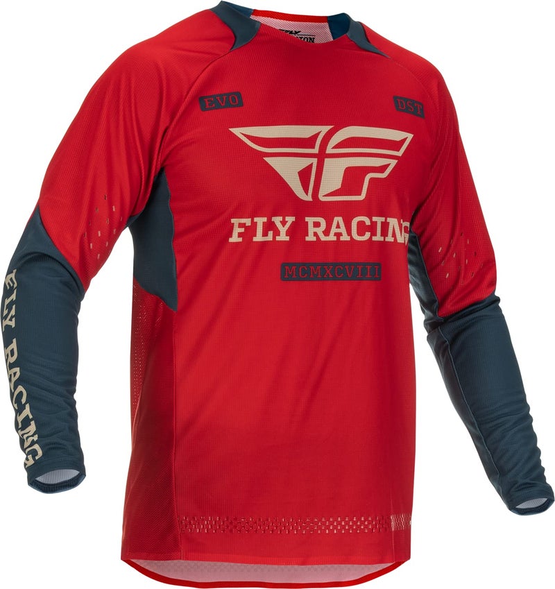 Fly Racing قميص فلاي ريسينغ 2022 للبالغين إيفولوشن DST (أحمر/رمادي، صغير) - Image 1