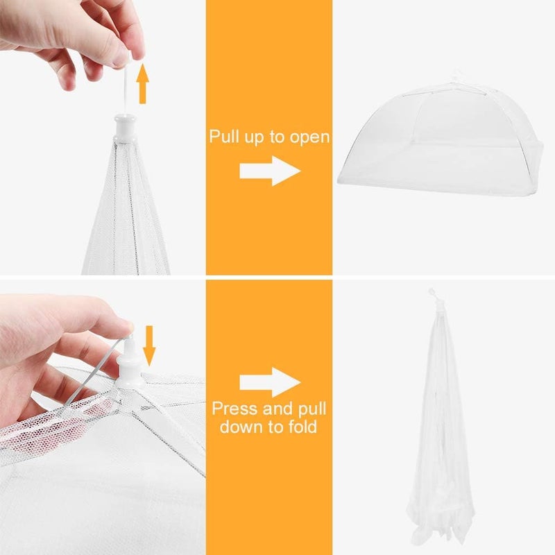 SPANLA Mesh Food Covers, 8 Pack Large and Tall Food Covers for Outside, 17"x17" Pop-Up Mesh Food Covers Tent Umbrella for Outdoors, Screen Tents, Parties Picnics, BBQs, Reusable and Collapsible - Image 3