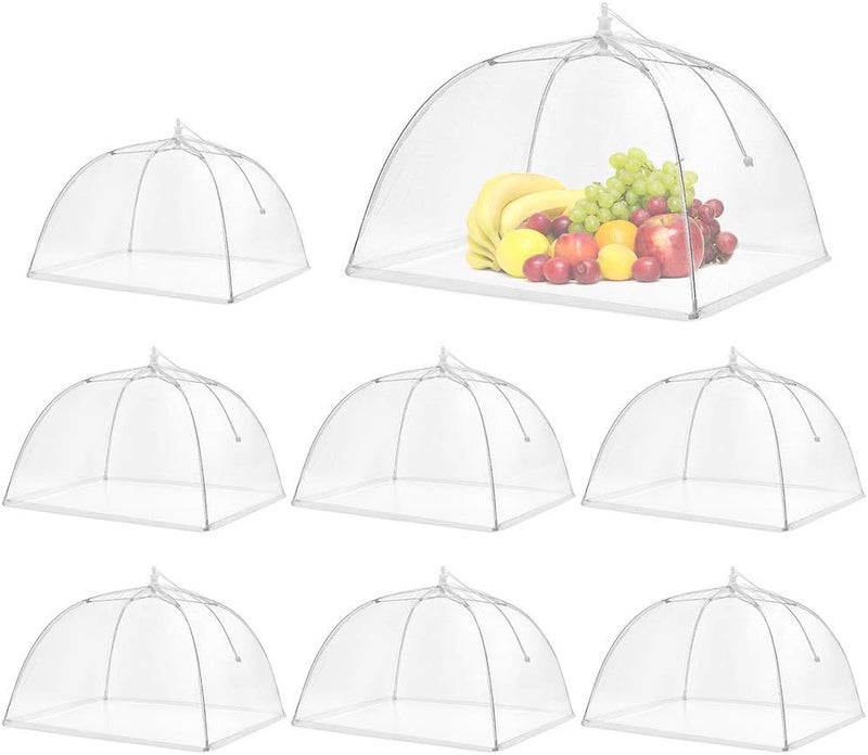 SPANLA Mesh Food Covers, 8 Pack Large and Tall Food Covers for Outside, 17"x17" Pop-Up Mesh Food Covers Tent Umbrella for Outdoors, Screen Tents, Parties Picnics, BBQs, Reusable and Collapsible - Image 1