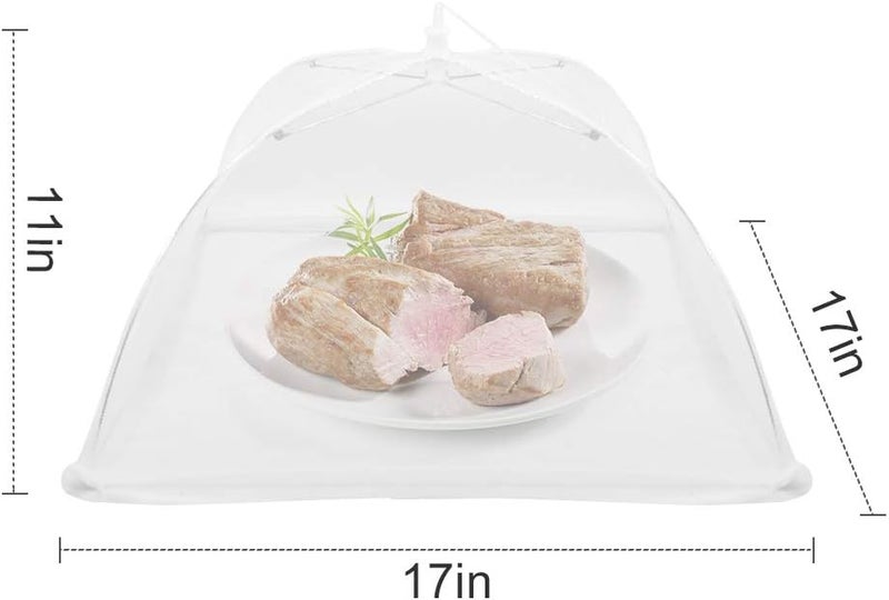 SPANLA Mesh Food Covers, 8 Pack Large and Tall Food Covers for Outside, 17"x17" Pop-Up Mesh Food Covers Tent Umbrella for Outdoors, Screen Tents, Parties Picnics, BBQs, Reusable and Collapsible - Image 2