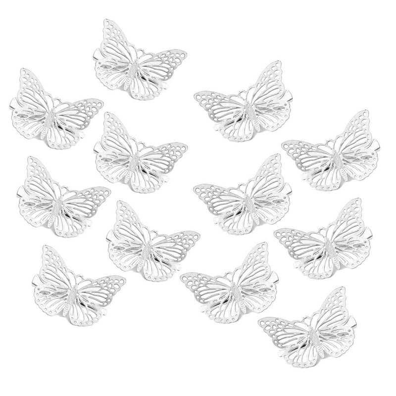 OBTANIM Butterfly Hair Clips 12 Pcs Cute Metal Butterfly Hair Claw Pins Barrettes Accessories for Girls and Women Silver