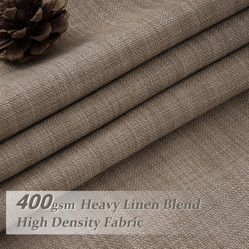 PleatedDrapes Extra Wide 70 Inch Natural Linen Double Layer Curtains 96 Inches Long for Sliding Glass Door 2 Panels Set, Memory Trained Pinch Pleated Blackout Noise Reducing Modern Windows Curtain Dark Brown - Image 2