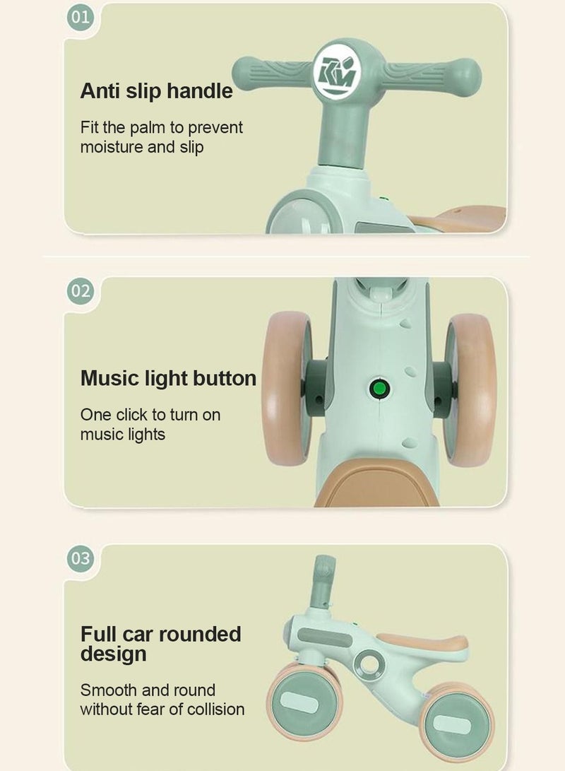 Sharpdo Kids Balance Bike, 4-Wheel Silent and Durable, with Large Anti-Slip Wheels, for 1-3 Years Kids Boys and Girls Gifts, Music and Light-up Indoor Outdoor Ride On Toy - Image 4