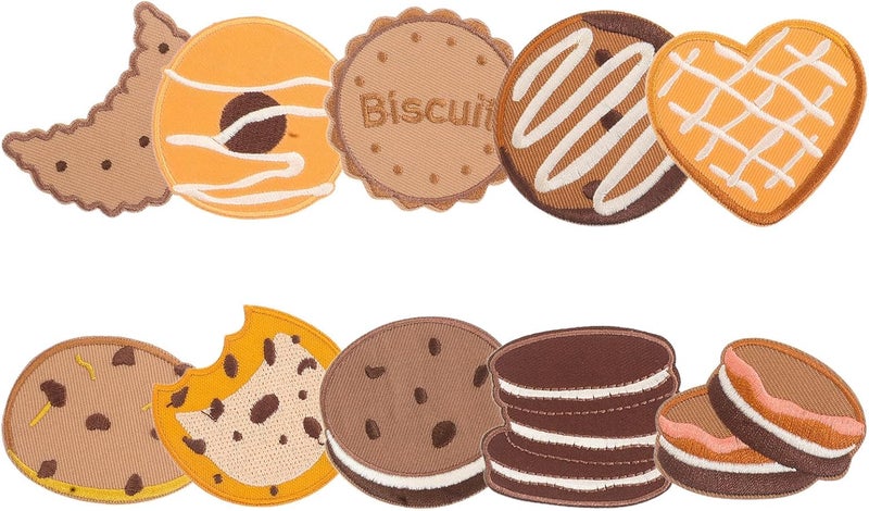 ULTECHNOVO 10pcs Cartoon Cookie Embroidered Iron on Patches and Boys, Cute DIY Sewing Applique Set for Clothing, Bags, Jeans, and ’ Garment Repair Accessories - Image 1
