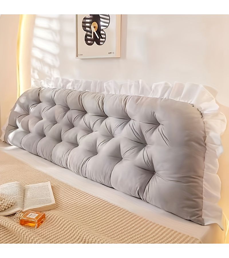 1pc European Ruffled Lace Cushion Pillow Black Solid Color 78 74 X 19 69 Inch Polyester Bedroom Sofa Decorative Throw Pillow Home Decor Accent Guest Room Gift - Image 4