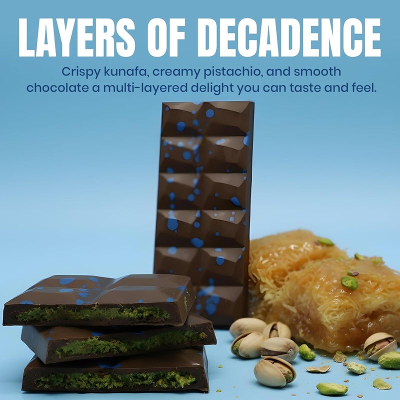 Karish Pistachio Kunafe Sugar-Free Chocolate Bar 100g – Low-Sugar Gourmet Treat, Rich Cocoa & Nutty Delight - Image 5