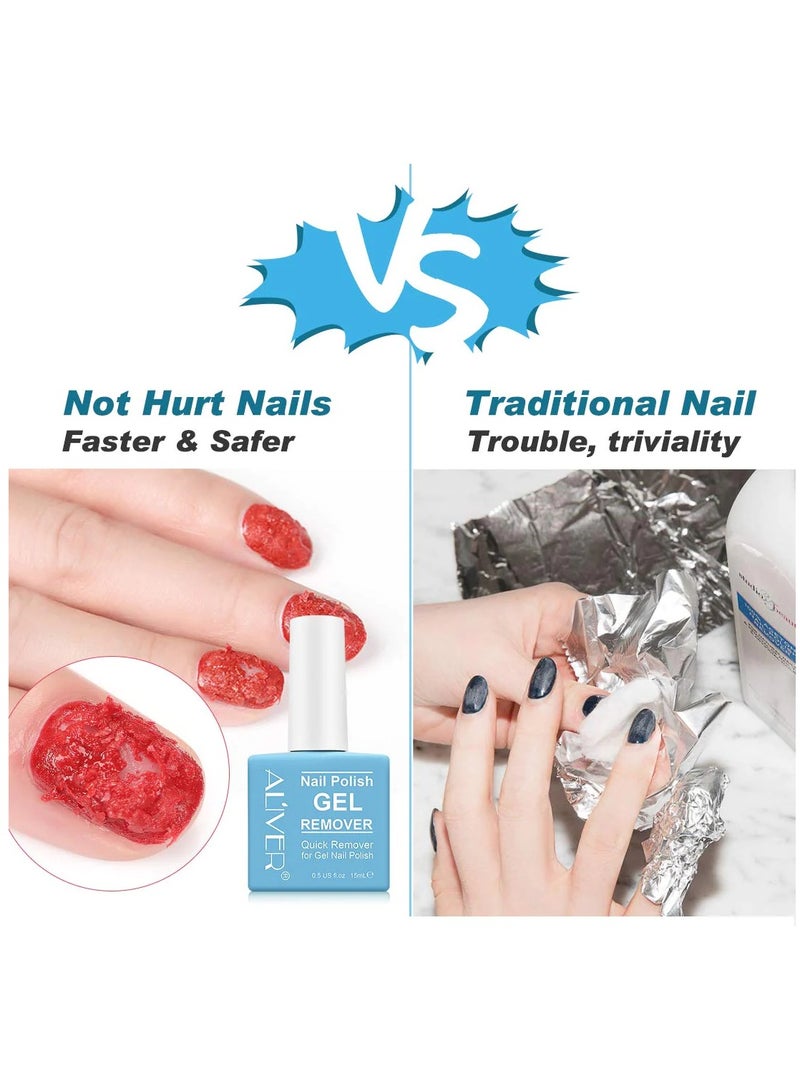 ALIVER Magic Nail Polish Remover Gel Professional Non-Irritating Nail Polish Remover Soak-Off Gel Polish Remover UV Art Gel Nail Polish Magic Remover Magic Nail Products Remover 15ml - Image 4